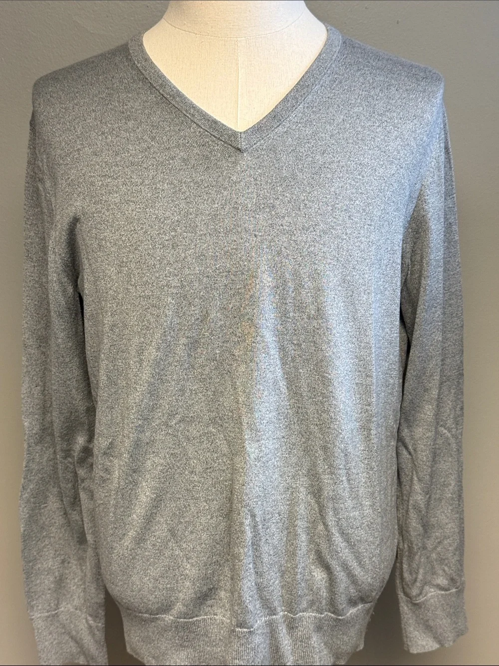 Banana Republic Luxury Blend Gray V-Neck Silk Cashmere Sweater Men’s L